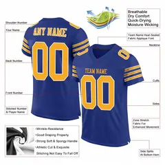 Royal Yellow-White Classic Style Mesh Football Jersey 2