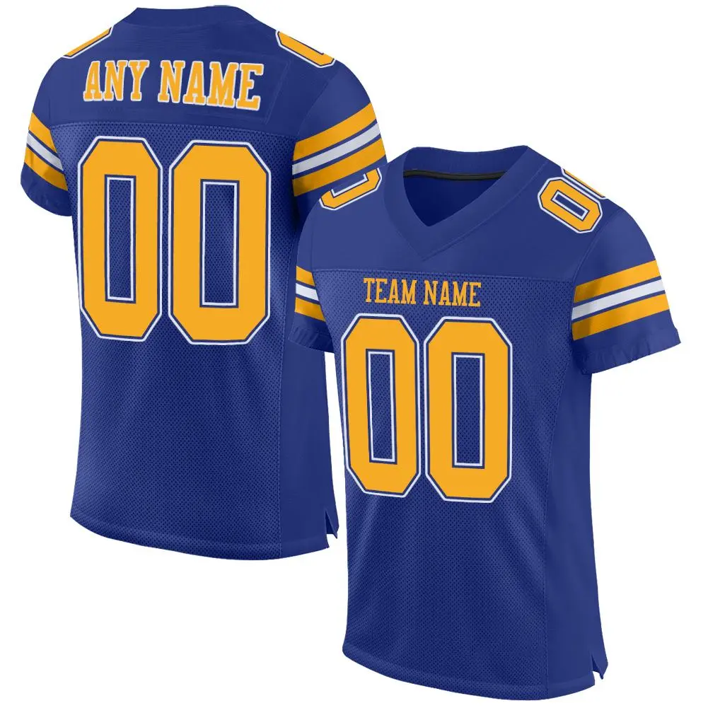 Royal Yellow-White Classic Style Mesh Football Jersey