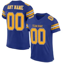 Royal Yellow-White Classic Style Mesh Football Jersey 1
