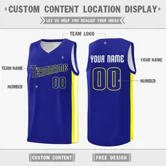 Royal Yellow White Classic Tank Top Basketball Jersey 2