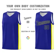 Royal Yellow White Classic Tank Top Basketball Jersey 3