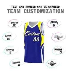 Royal Yellow White Color Block Basketball Jersey 4