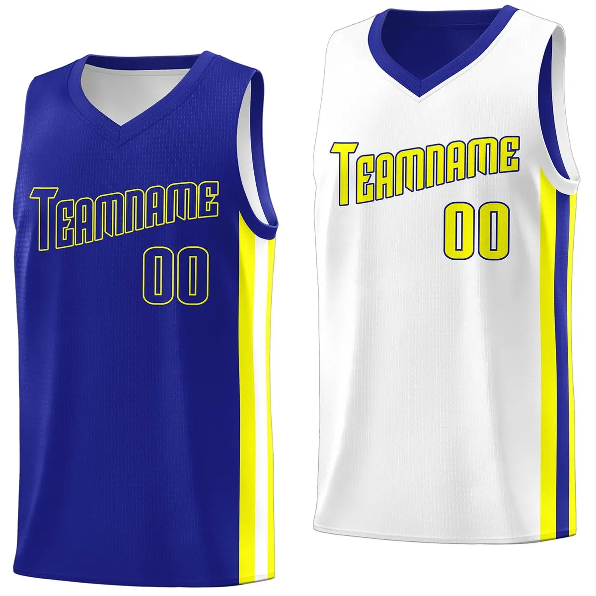 Royal Yellow-White Double Side Basketball Jersey