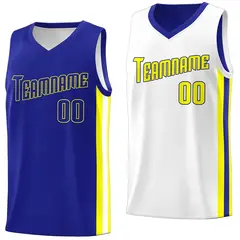 Royal Yellow-White Double Side Basketball Jersey