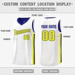 Royal Yellow-White Double Side Basketball Jersey 3
