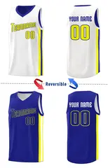 Royal Yellow-White Double Side Basketball Jersey 4