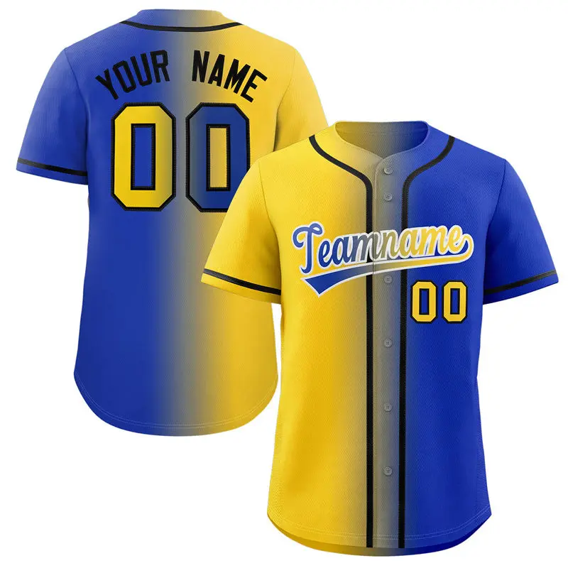 Royal Yellow-White Gradient Fashion Baseball Jersey