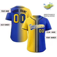 Royal Yellow-White Gradient Fashion Baseball Jersey 2