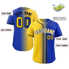 Royal Yellow-White Gradient Fashion Baseball Jersey 2