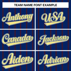 Royal Yellow-White Stripe Full Button Baseball Jersey 3