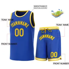 Royal Yellow-Yellow Classic Sets Basketball Jersey 2