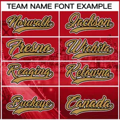San Francisco City Skyline Baseball Jersey Red Old Gold-Black 3