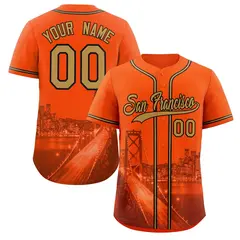 San Francisco Skyline Baseball Jersey Orange Old Gold-Black