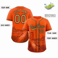 San Francisco Skyline Baseball Jersey Orange Old Gold-Black 2
