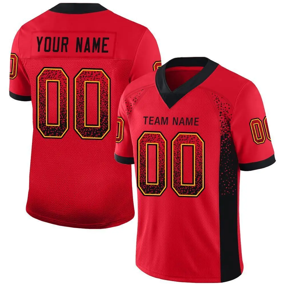 Scarlet Black-Gold Drift Mesh Football Jersey