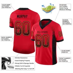 Scarlet Black-Gold Drift Mesh Football Jersey 2