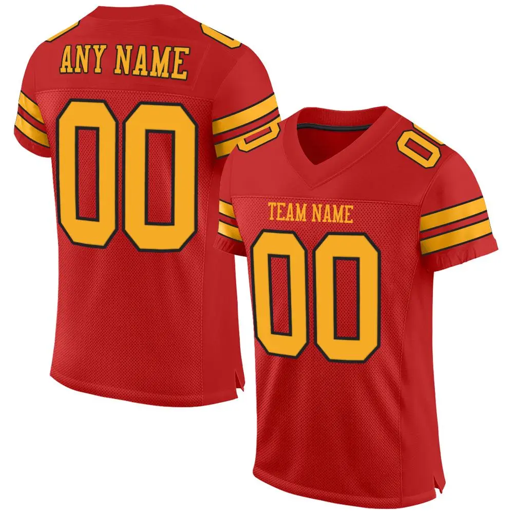 Scarlet Gold-Black Classic Mesh Authentic Football Jersey