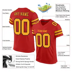 Scarlet Gold-Black Classic Mesh Authentic Football Jersey 2
