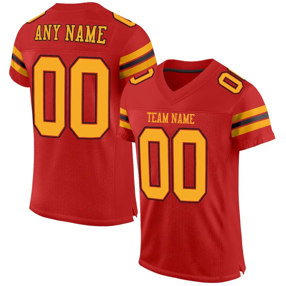 Scarlet Gold-Black Classic Mesh Authentic Football Jersey
