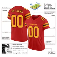 Scarlet Gold-Black Classic Mesh Authentic Football Jersey 2
