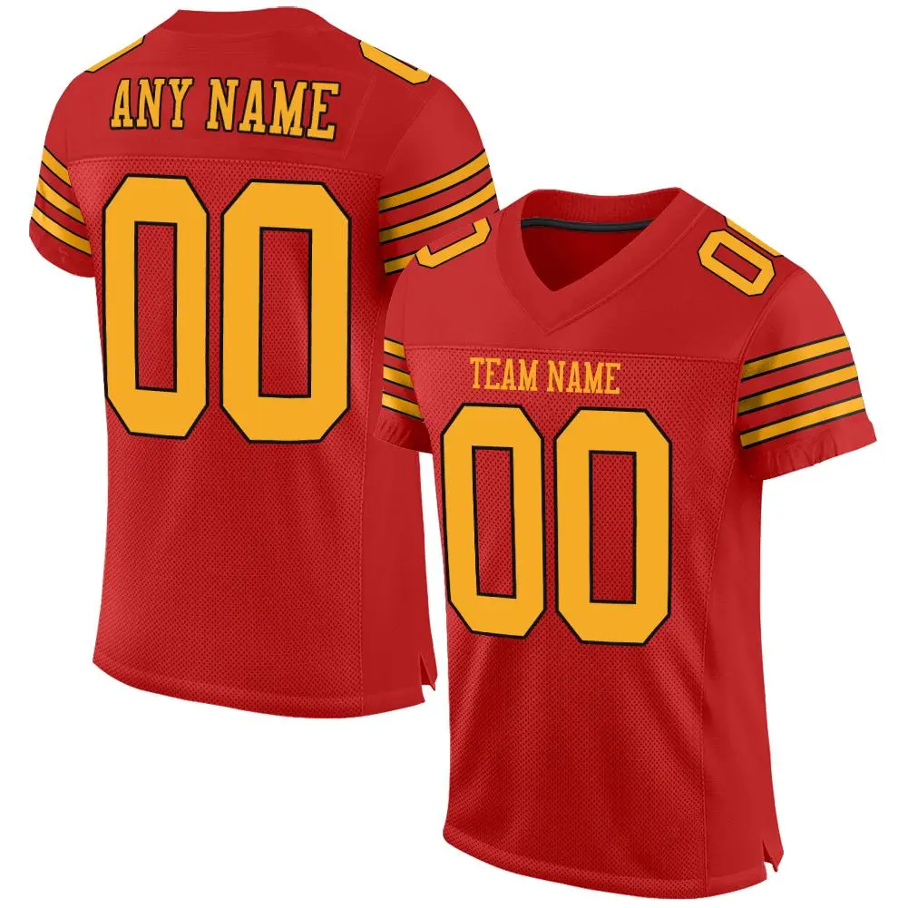 Scarlet Gold-Black Classic Mesh Authentic Football Jersey