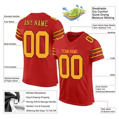 Scarlet Gold-Black Classic Mesh Authentic Football Jersey 2