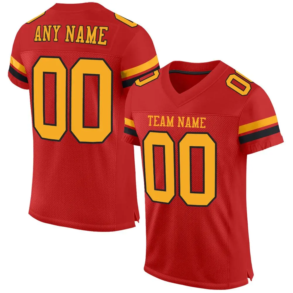 Scarlet Gold-Black Classic Mesh Authentic Football Jersey