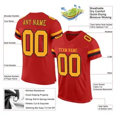 Scarlet Gold-Black Classic Mesh Authentic Football Jersey 2