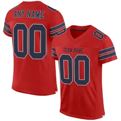 Scarlet Navy-Light Gray Mesh Football Jersey 1