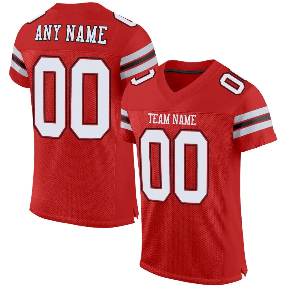 Scarlet White-Black Classic Mesh Authentic Football Jersey