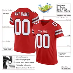 Scarlet White-Black Classic Mesh Authentic Football Jersey 2