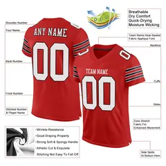 Scarlet White-Black Classic Mesh Authentic Football Jersey 2