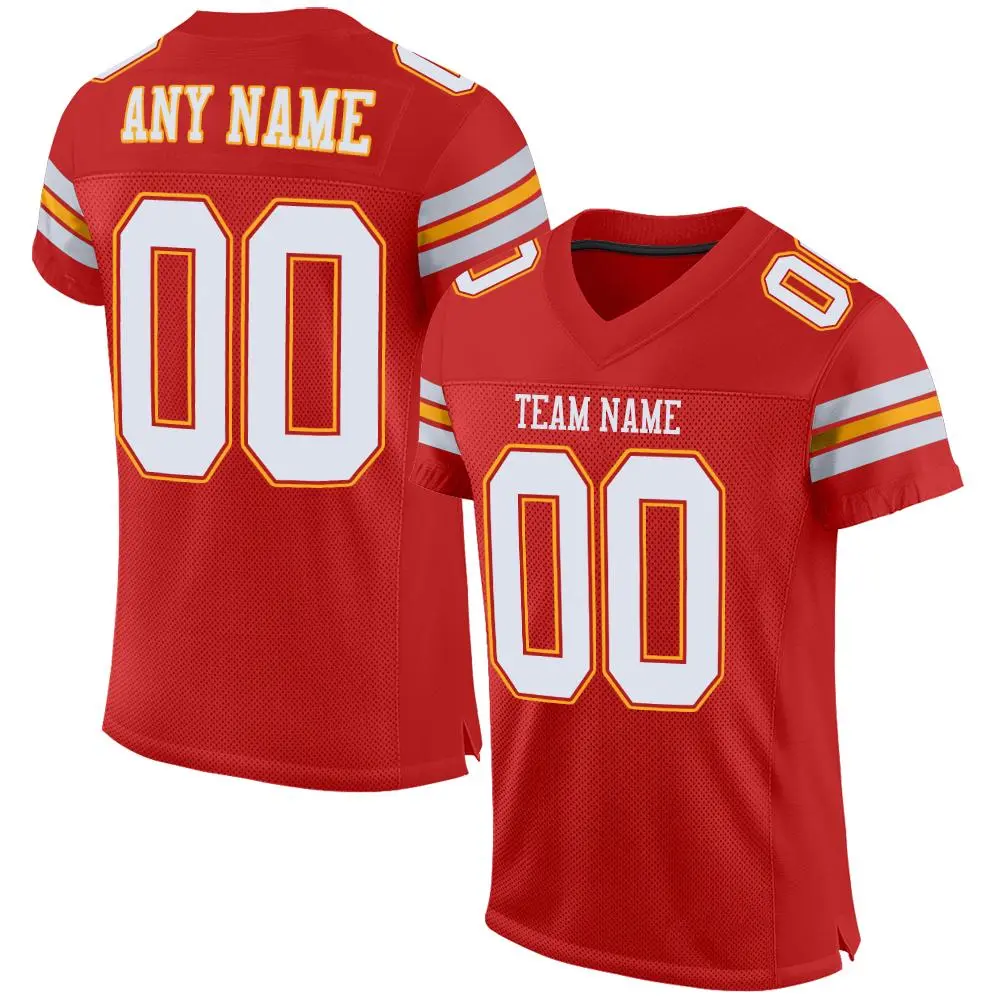 Scarlet White-Gold Classic Mesh Authentic Football Jersey