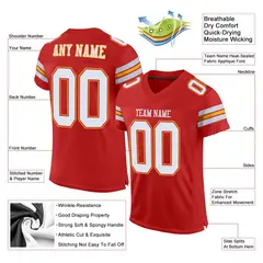 Scarlet White-Gold Classic Mesh Authentic Football Jersey 2