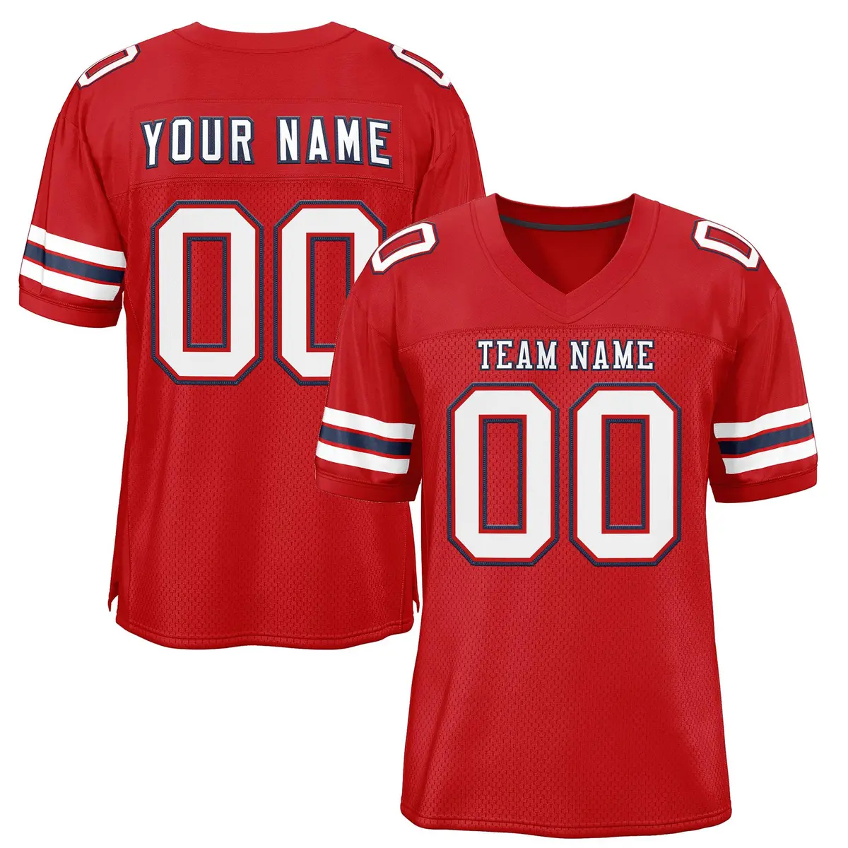 Scarlet White-Navy Mesh Football Jersey