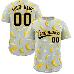 Silver Banana Graffiti Pattern Fashion Baseball Jersey