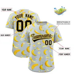 Silver Banana Graffiti Pattern Fashion Baseball Jersey 2