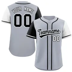 Silver Black and White Raglan Sleeves Baseball Jersey