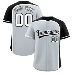 Silver Black Color Block Authentic Baseball Jersey