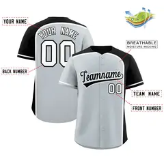 Silver Black Color Block Authentic Baseball Jersey 2