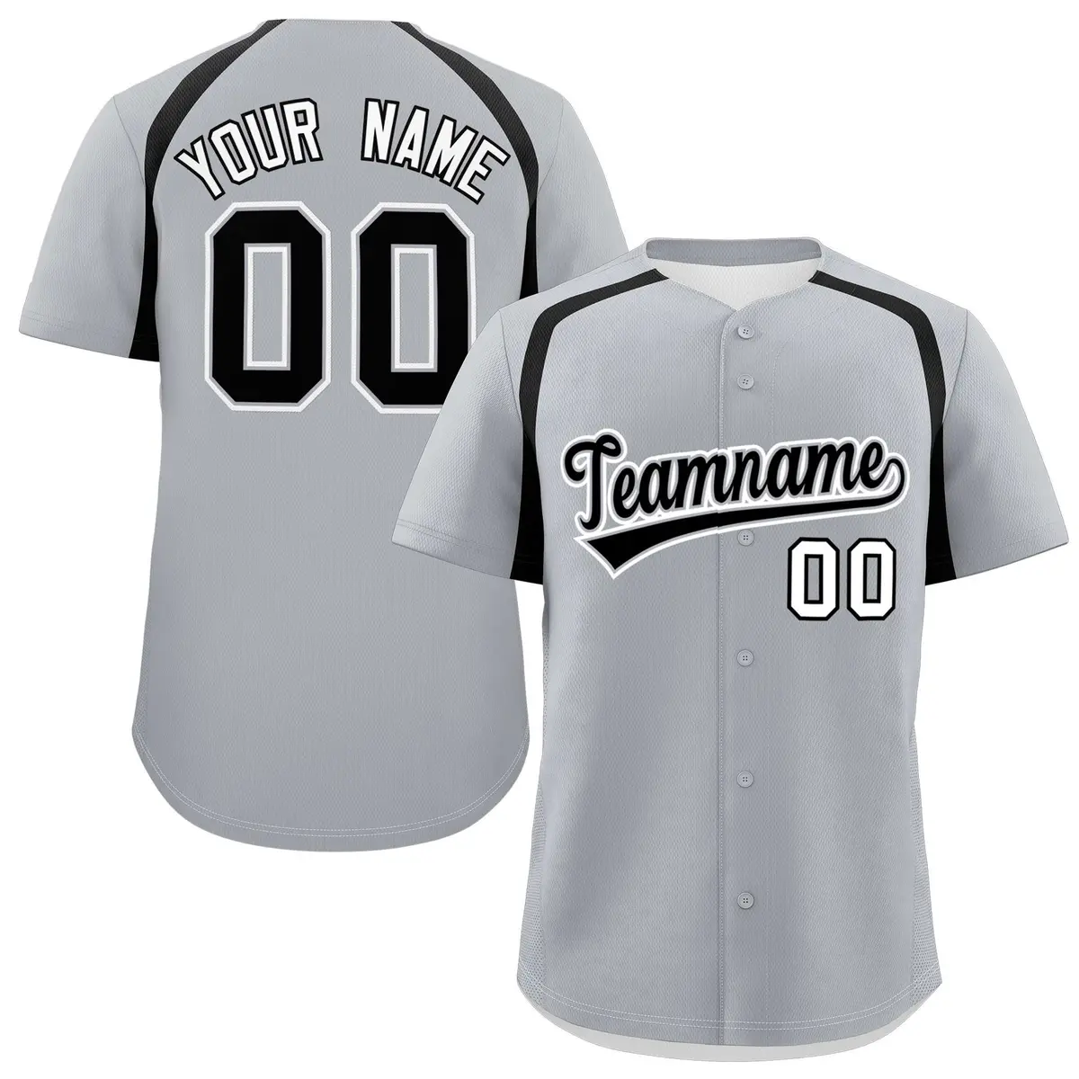 Silver Black Color Block Authentic Baseball Jersey