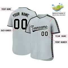 Silver Black Color Block Side Dotted Line Baseball Jersey 2
