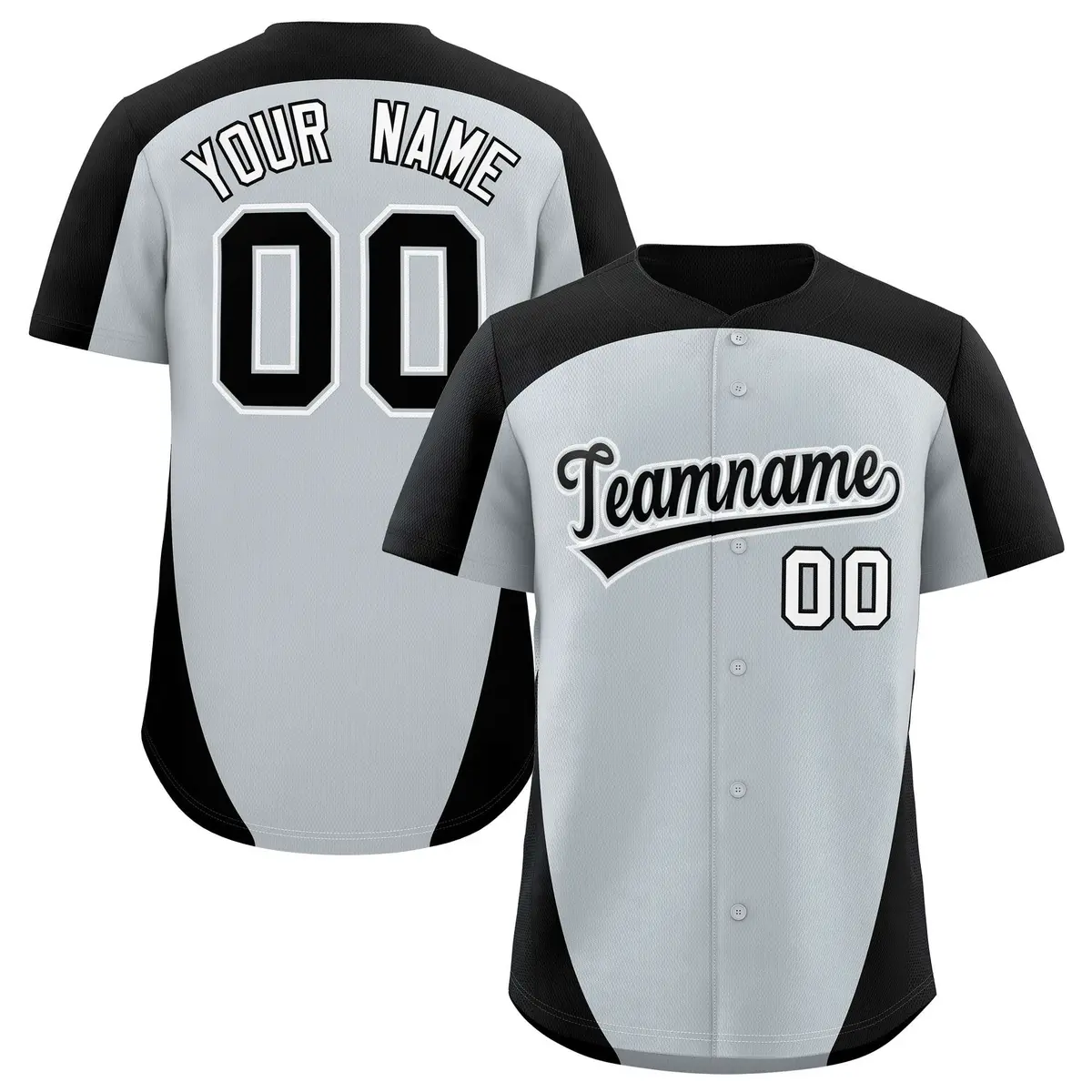 Silver Black Edge Color Block Authentic Baseball Jersey