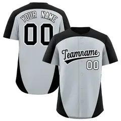 Silver Black Edge Color Block Authentic Baseball Jersey