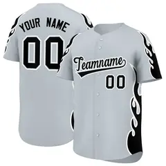 Silver Black Flame Outline Side Pattern Basketball Jersey 1