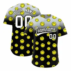 Silver Black Graffiti Gradient Smile Baseball Jersey