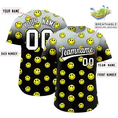 Silver Black Graffiti Gradient Smile Baseball Jersey 2
