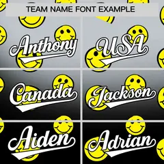 Silver Black Graffiti Gradient Smile Baseball Jersey 3