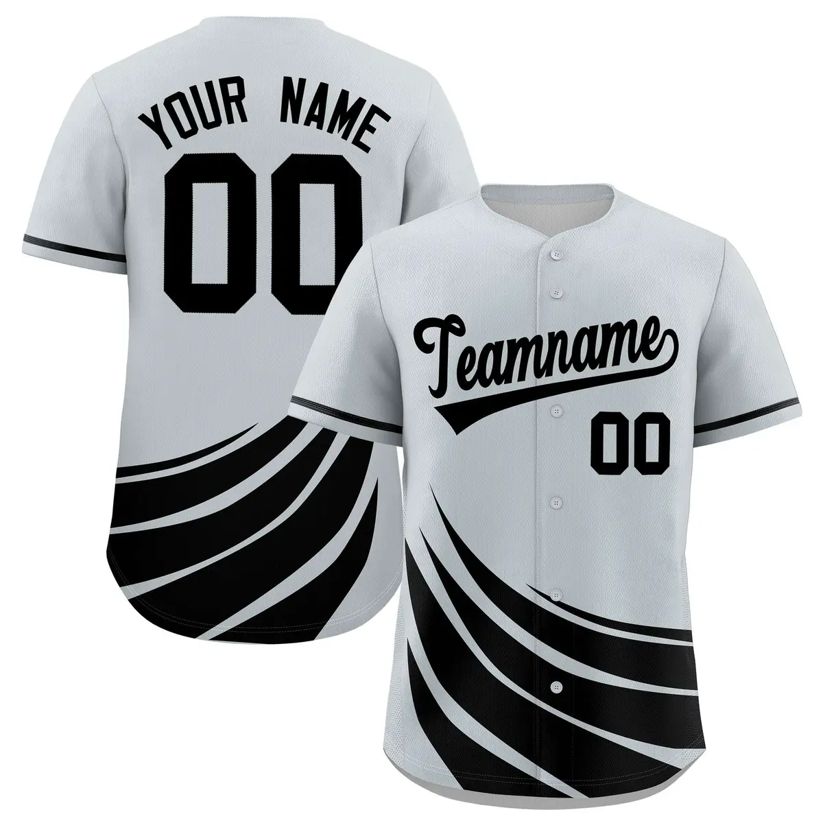 Silver Black Graffiti Wind Mark Baseball Jersey