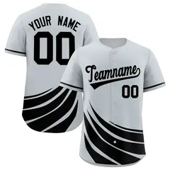 Silver Black Graffiti Wind Mark Baseball Jersey 1